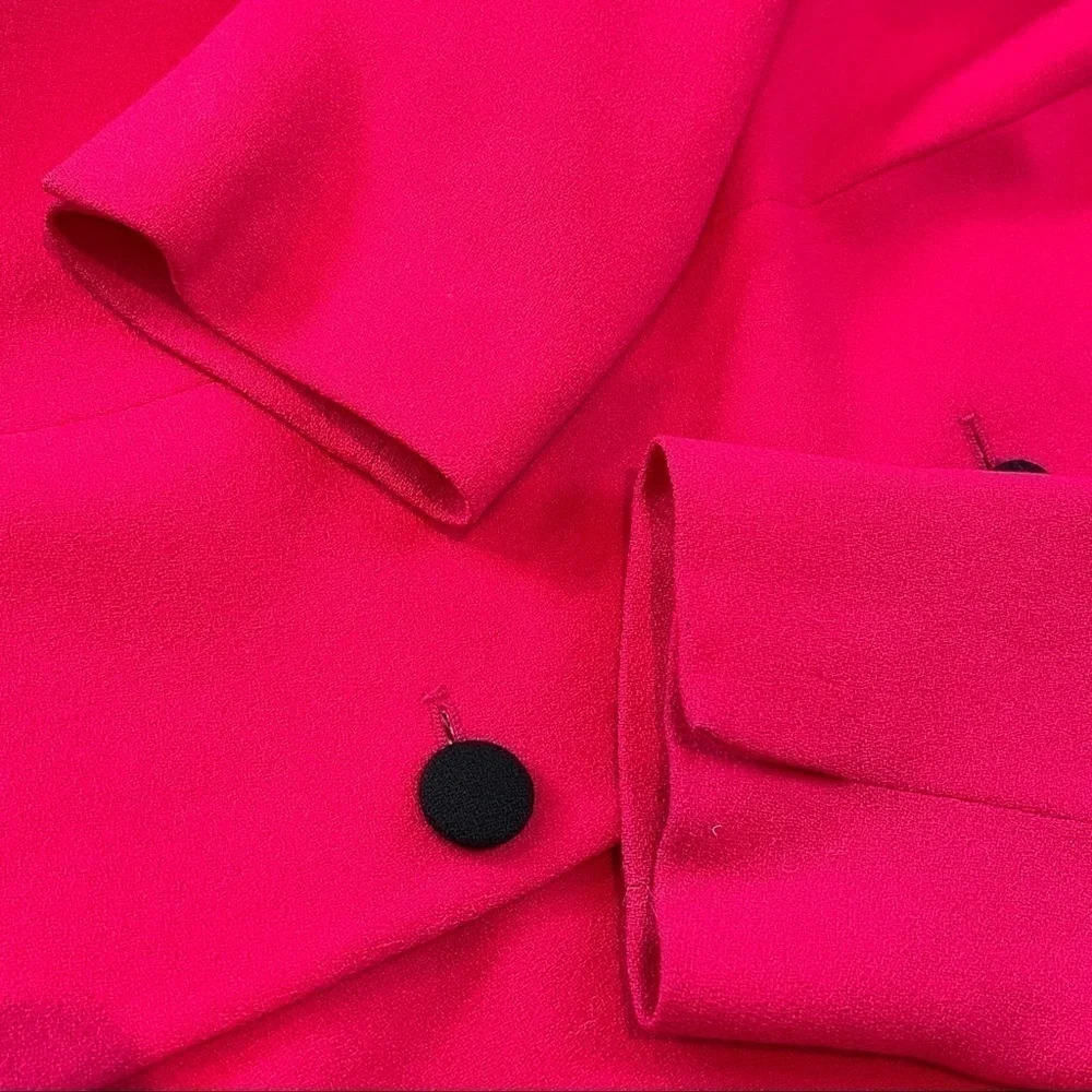 CHRISTIAN DIOR Vintage Button Down Blazer Fuschia & Black Trim Size 10P
